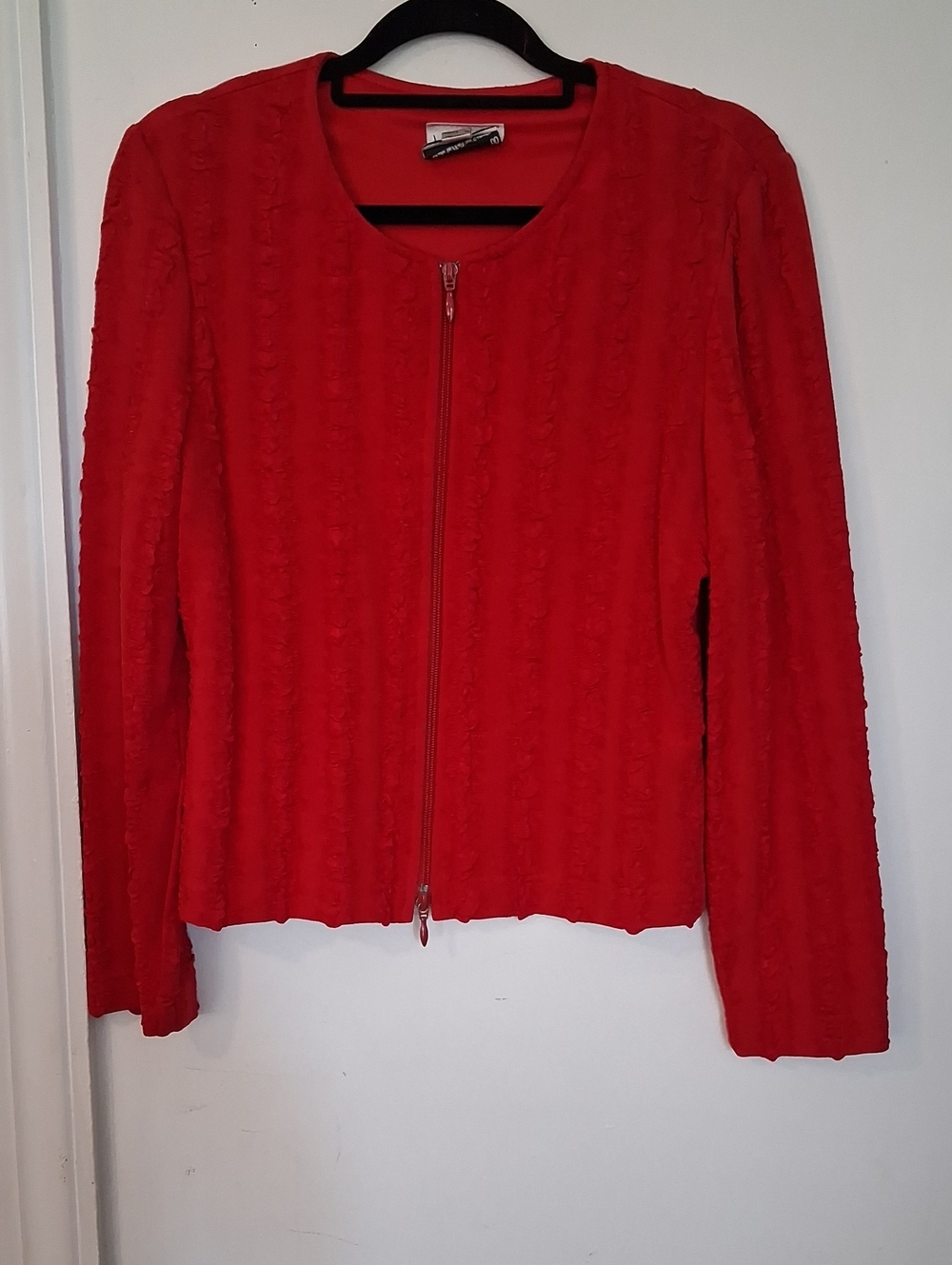 Joseph Ribkoff Red Textured Zip-Front Blazer